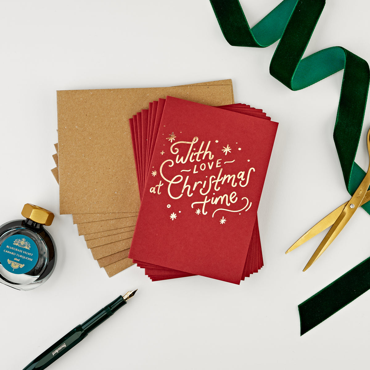 With Love At Christmas Time Red Pack of 8 Cards