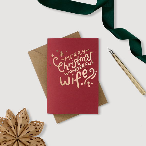 Merry Christmas Wonderful Wife Foil Letterpress Card