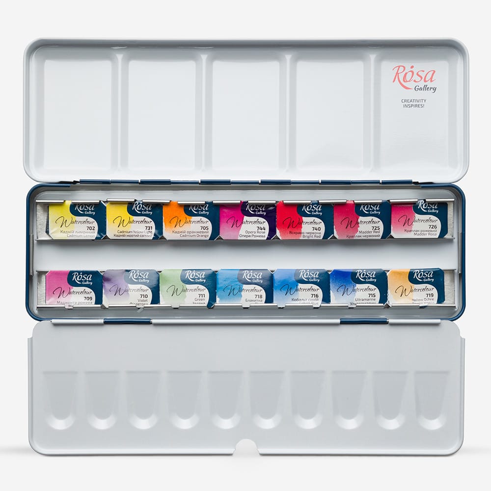 ROSA Watercolours - Botanical Set - Tin of 14 Assorted Whole Pans