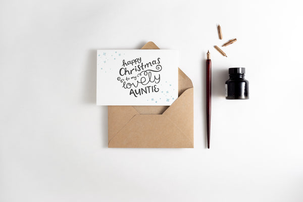 Happy Christmas Lovely Auntie Letterpress Card