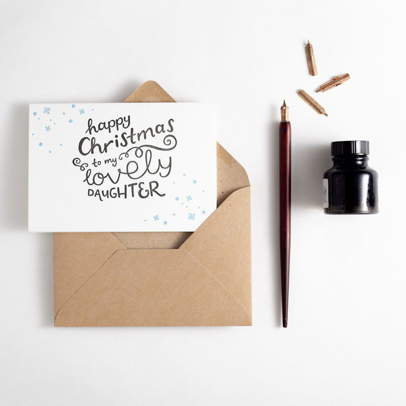 Merry Christmas Lovely Daughter Letterpress Card