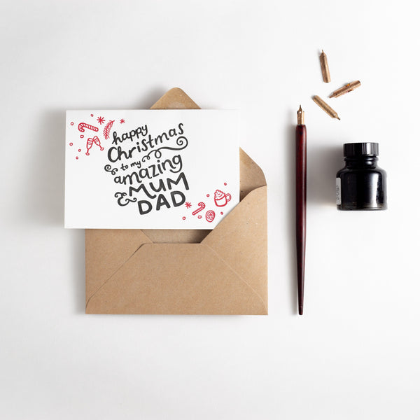 Happy Christmas Amazing Mum & Dad Letterpress Card