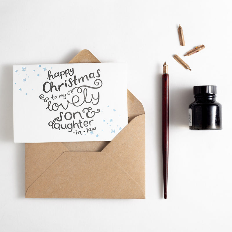 Merry Christmas Lovely Son & Daughter-in-law Letterpress Card