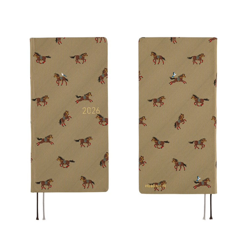 Hobonichi Weeks Mega 2026 Bow & Tie: Galloping Horses (January Start)
