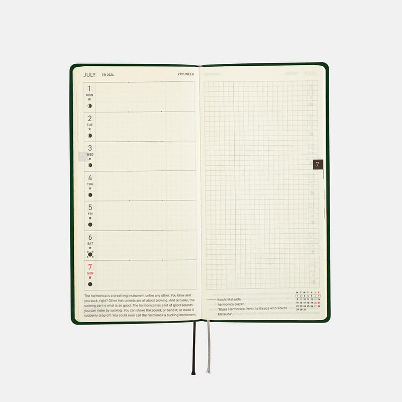 Hobonichi Weeks English 2024 Smooth: Forest Green