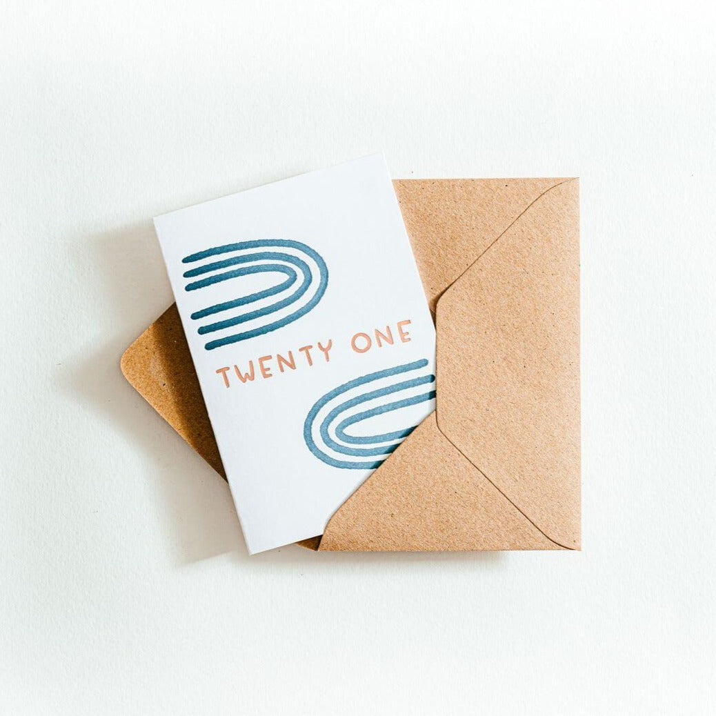 Twenty One 21st Letterpress Birthday Card