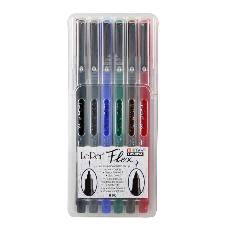 Marvy Uchida 4800 Le Pen Flex Brush 6 Pen Primary Colour Set