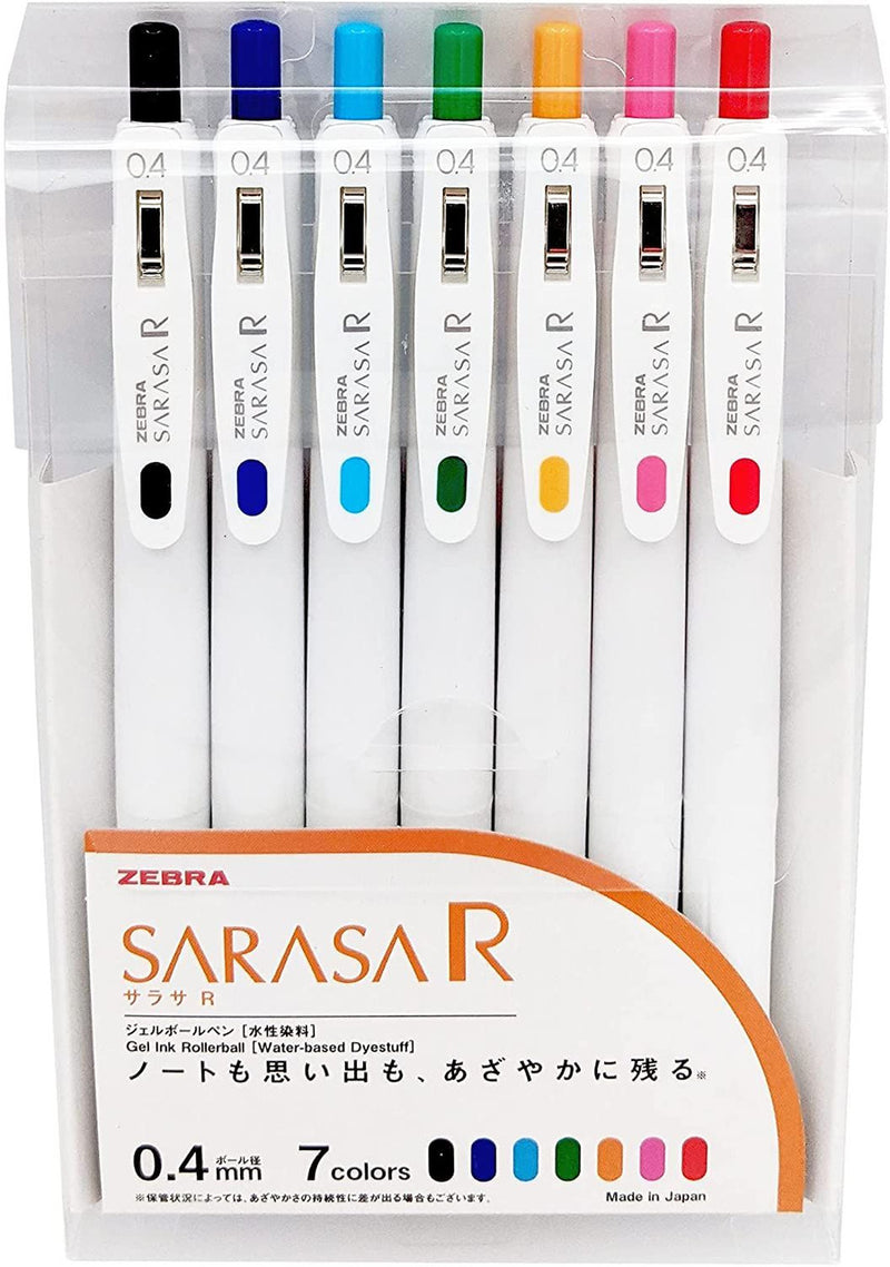 Zebra Sarasa R 0.4mm Gel Pen Set of 7