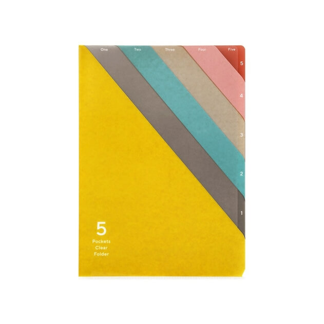 Midori A4 Stripe Yellow 5 Pockets Folder