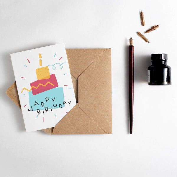 Happy Birthday Cake Letterpress Card