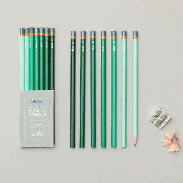 Block Design Green Gradient Sketching Pencils