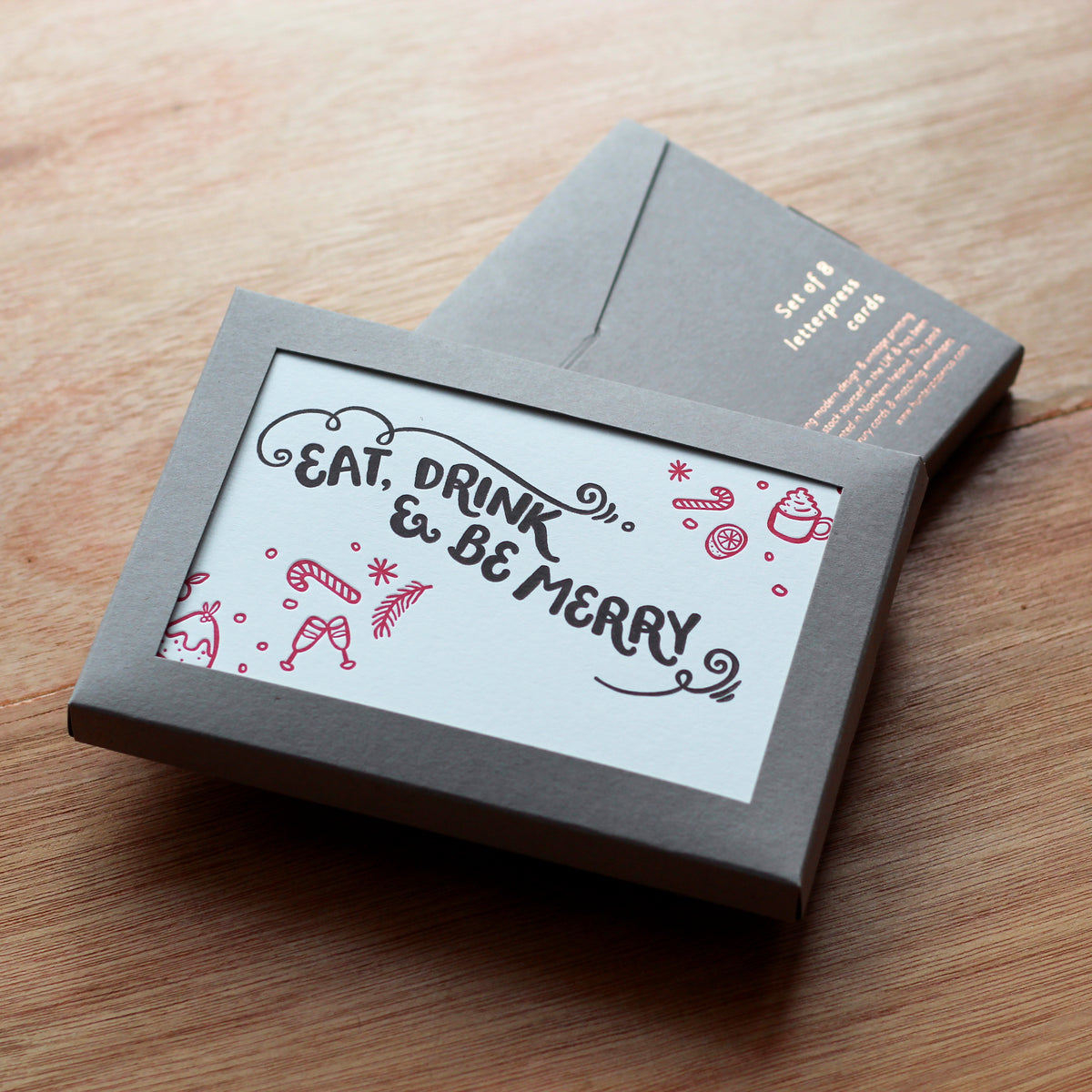 Eat, Drink & Be Merry Christmas Pack of 8 Cards