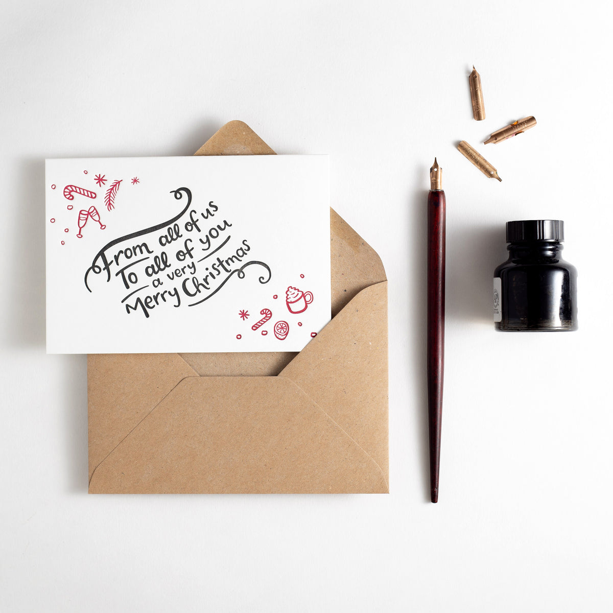 From All Of Us To All Of You Letterpress Christmas Card