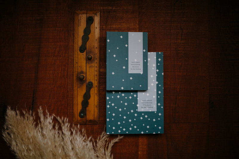 Hunter Paper Co Teal Stars A5 Lay Flat Chunky Notebook