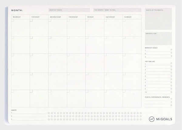 MiGoals Desk Pad Monthly Planner