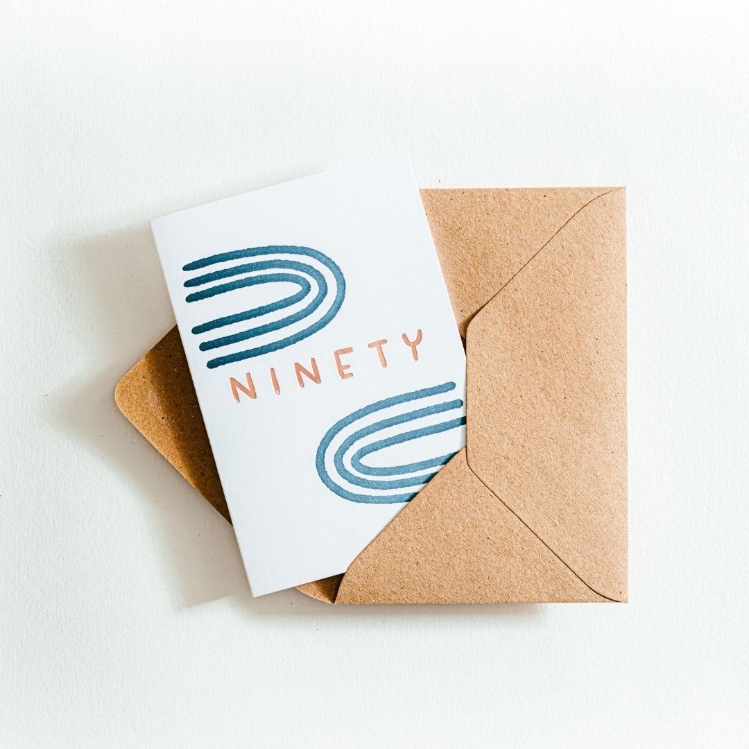 Ninety 90th Birthday Letterpress Card