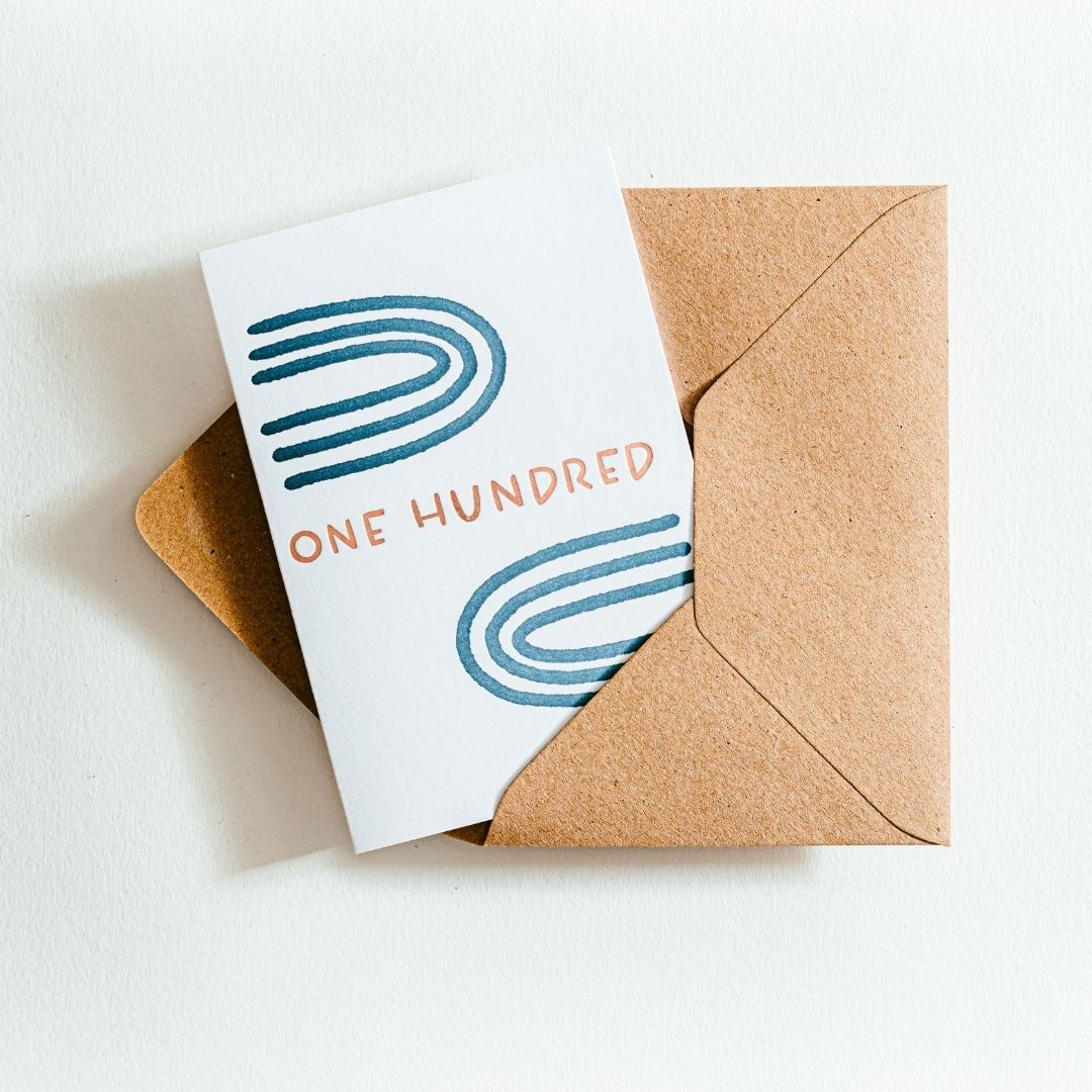 One Hundred 100th Letterpress Birthday Card