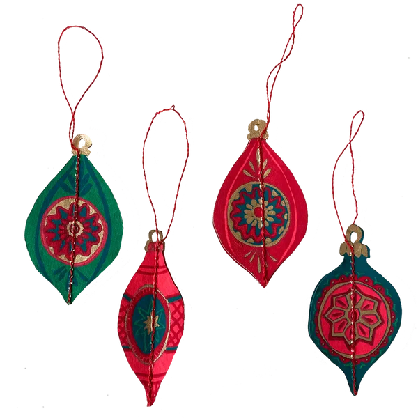 East End Press Paper Christmas Bauble Decorations Set of 4