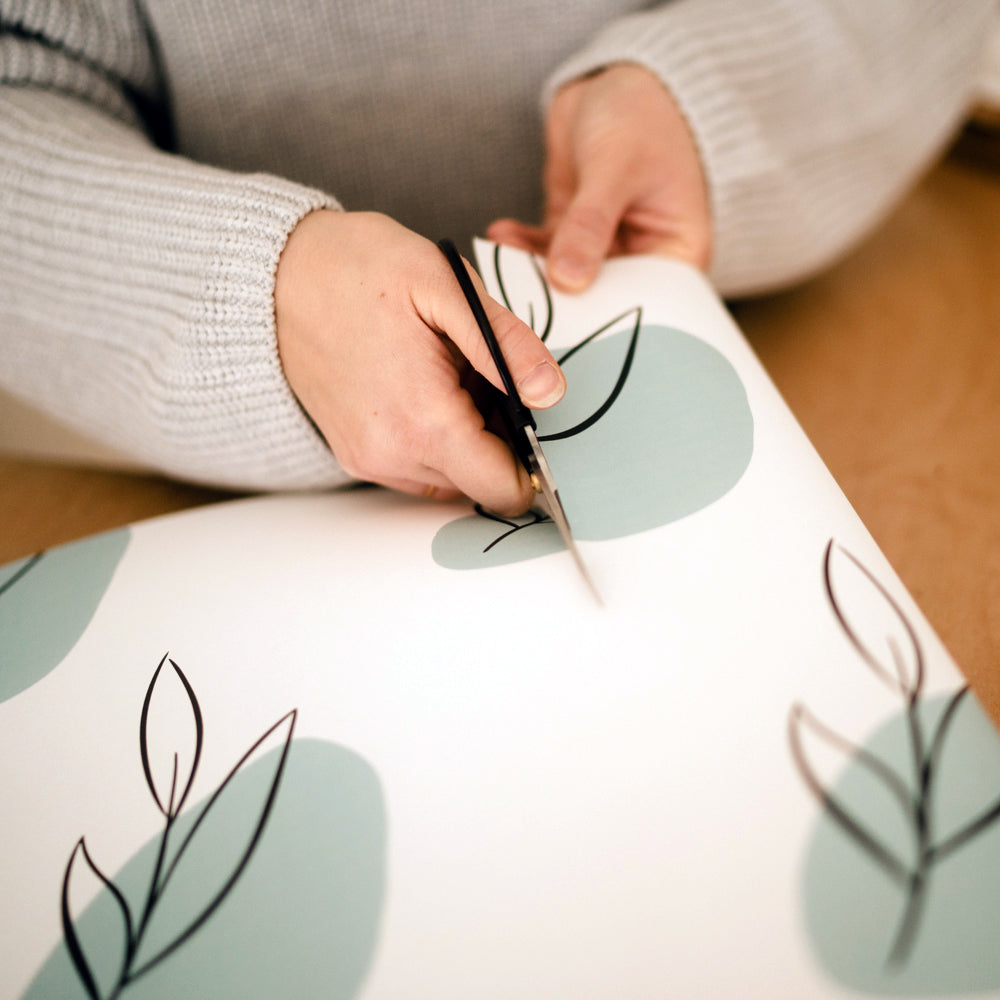 Blue Dot Leaves Wrapping Paper Single Sheet