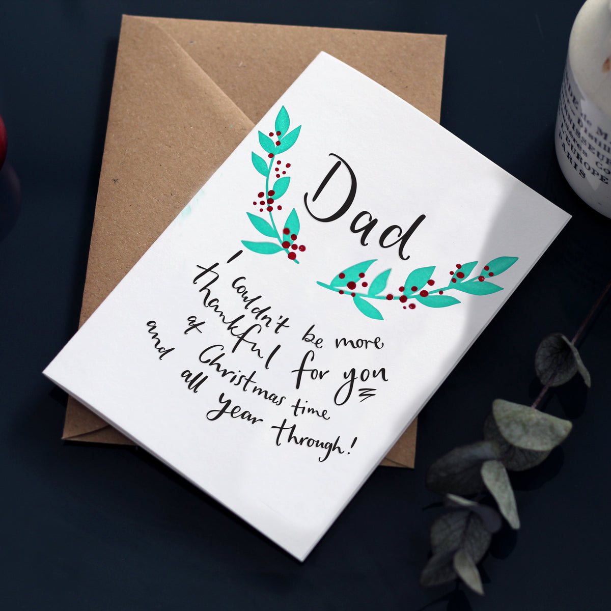 Dad I Couldn't Be More Thankful Letterpress Christmas Card