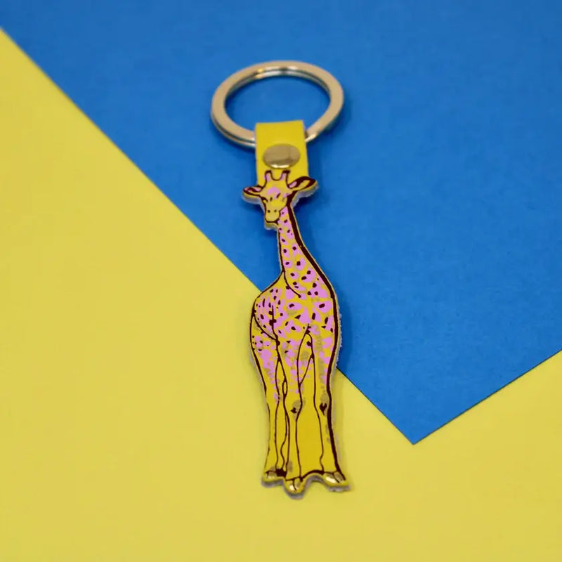 Giraffe Leather Keyring