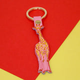 Giraffe Leather Keyring