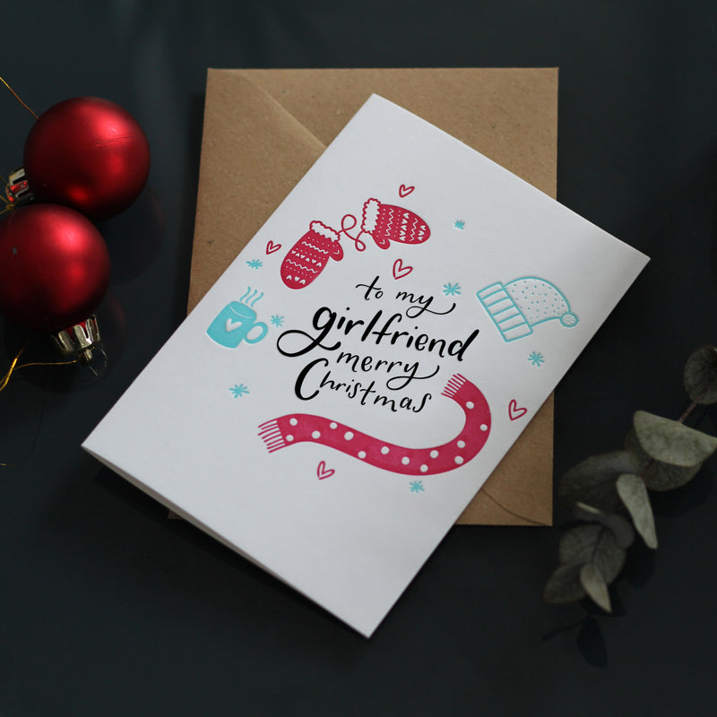 To My Girlfriend Merry Christmas Letterpress Card