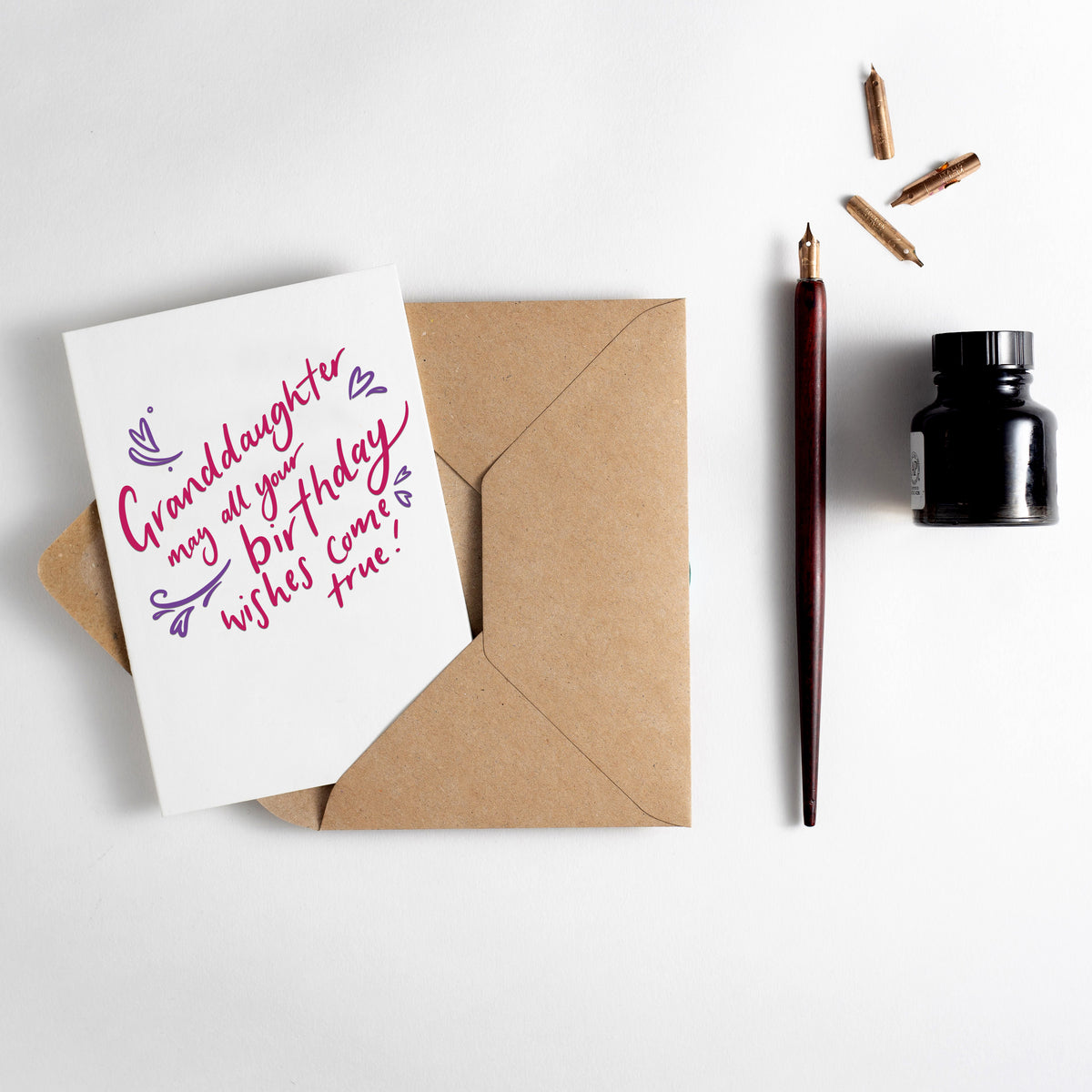Granddaughter May All Your Birthday Wishes Come True Letterpress Card
