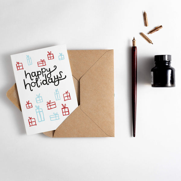 Happy Holidays A7 Letterpress Mini Christmas Card