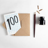 100 Birthday Letterpress Tall Number Card