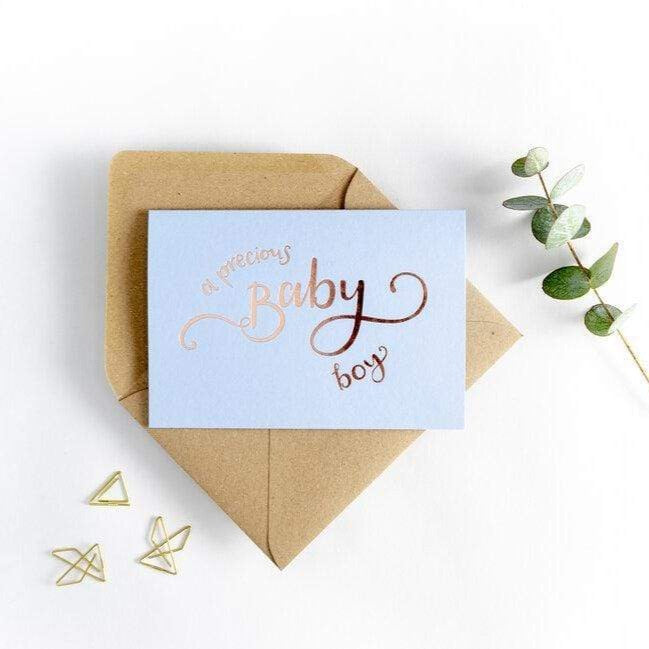 A Precious Baby Boy Card Letterpress New Baby Card