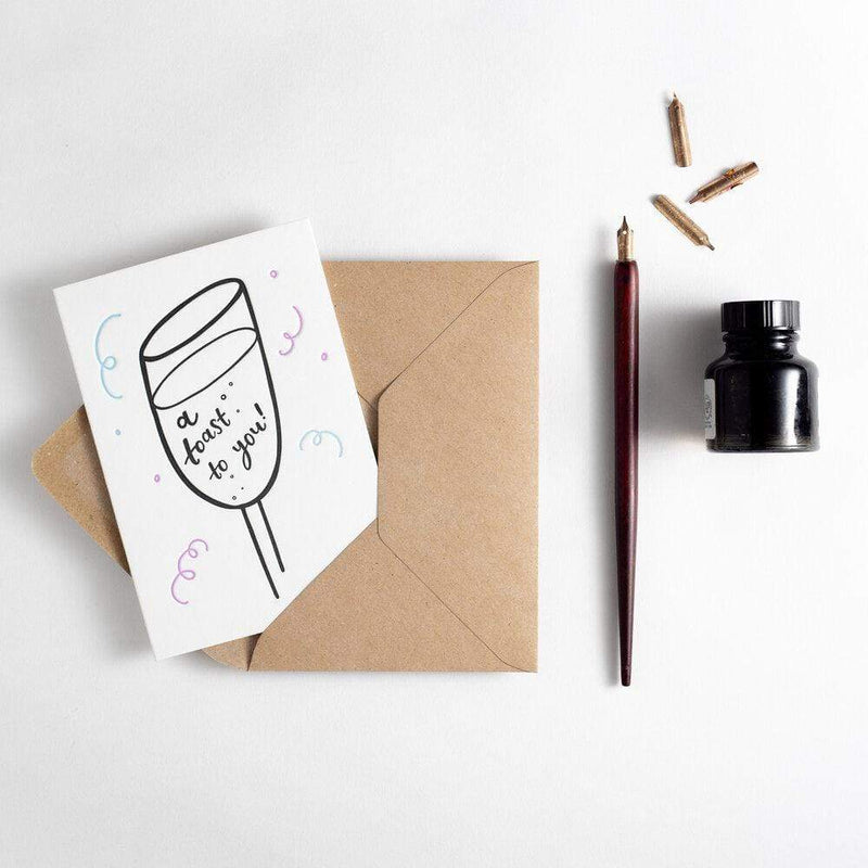 A Toast To You Letterpress Birthday Card