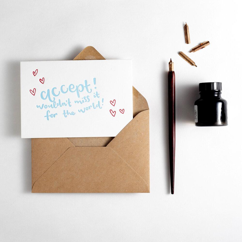 Accept Wedding RSVP Letterpress Card