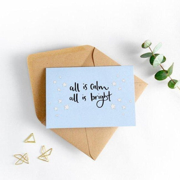 All Is Calm All Is Bright Letterpress Christmas Card