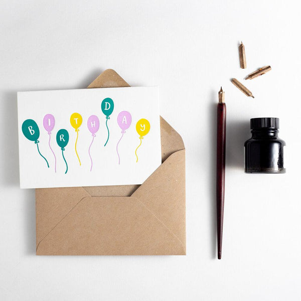 Birthday Balloons Letterpress Card