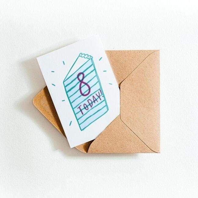 Eight Birthday Cake Letterpress Card