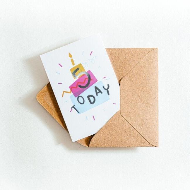 Five Today Letterpress Birthday Card