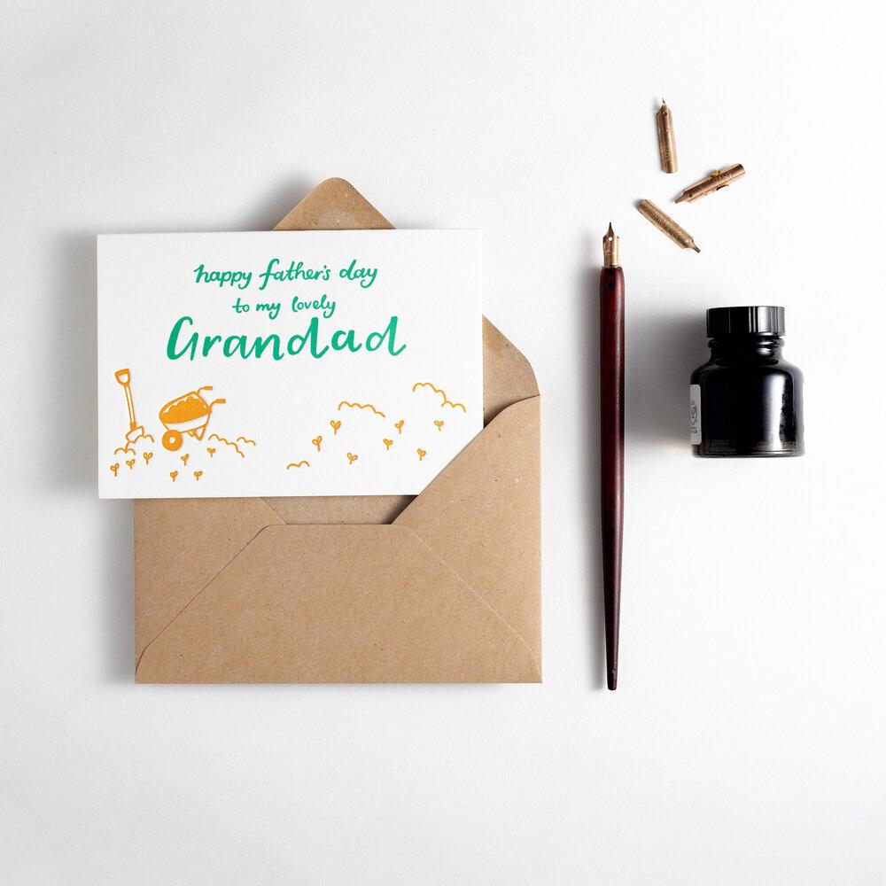 Happy Father's Day to my Lovely Grandad Letterpress Card
