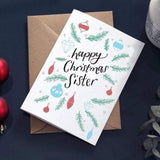 Happy Christmas Sister Letterpress Card