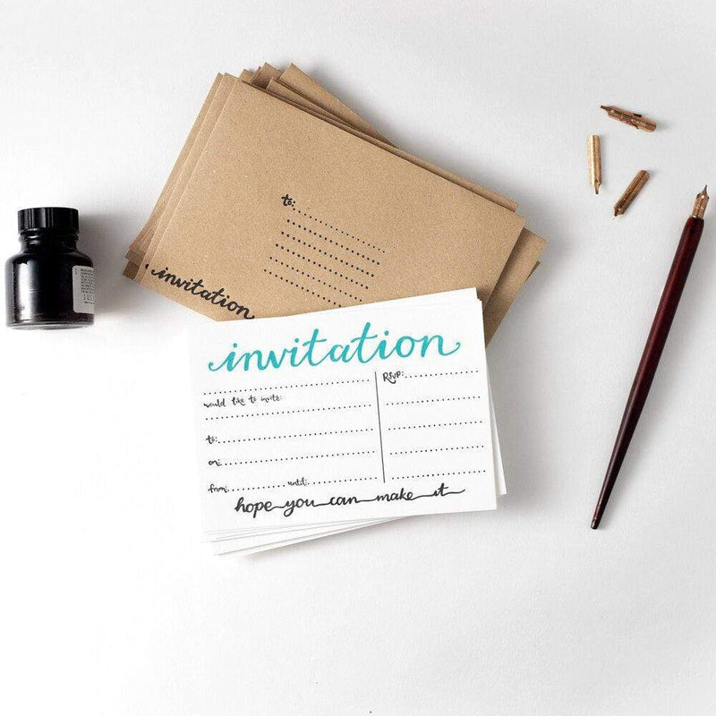 Invitation Letterpress Invite Set of 10