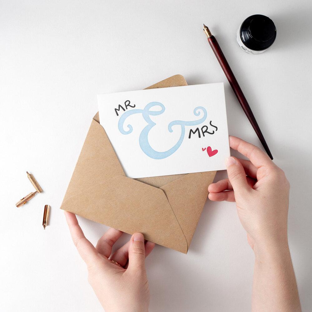 Mr &amp; Mrs Letterpress Wedding Card