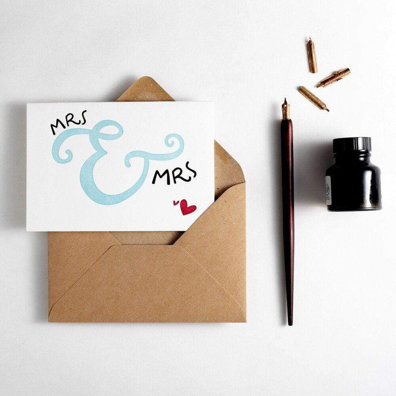 Mrs &amp; Mrs Letterpress Wedding Card