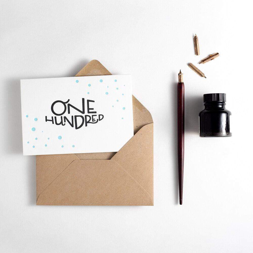 One Hundred 100th Letterpress Birthday Card