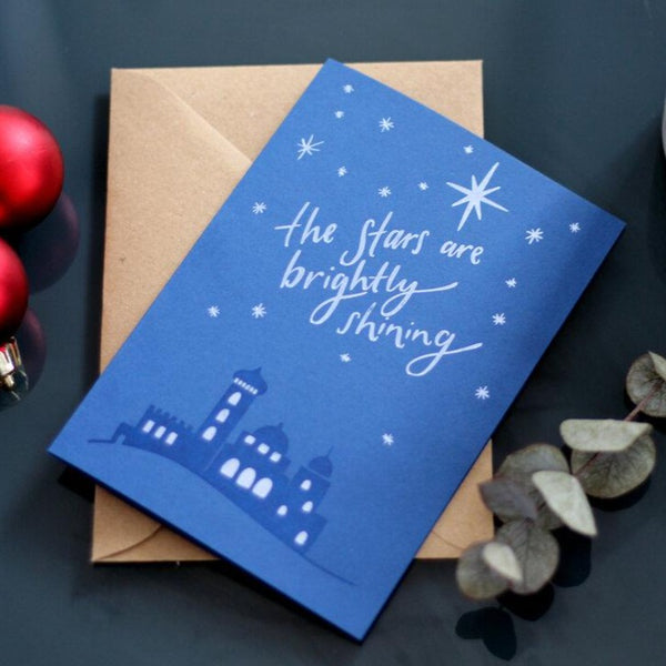 The Stars Are Brightly Shining Letterpress Christmas Card