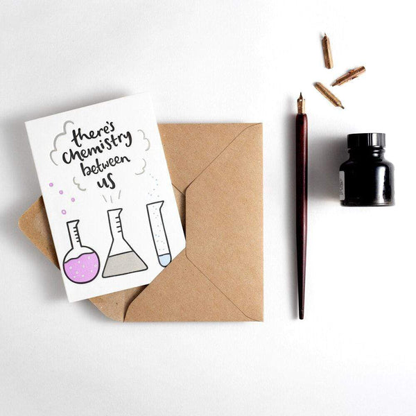 There's Chemistry Between Us Letterpress Valentine's Card