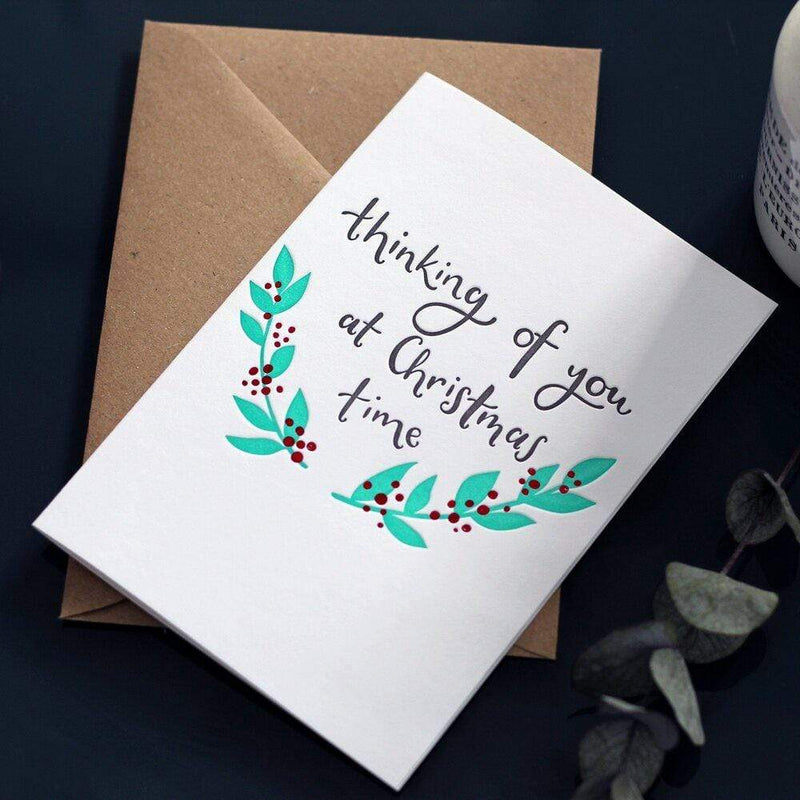 Thinking of You At Christmas Time Letterpress Card
