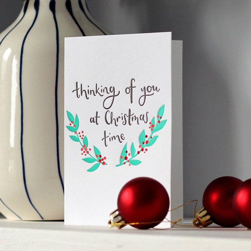 Thinking of You At Christmas Time Letterpress Card