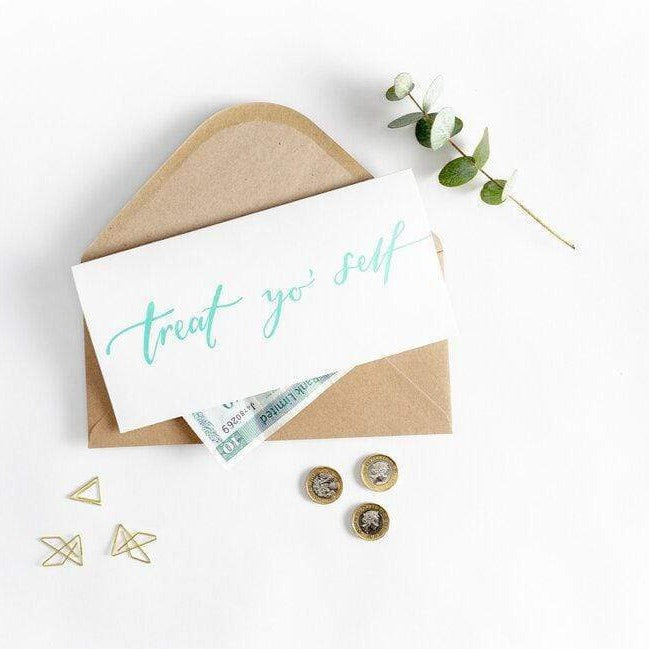 Treat Yo Self Money Letterpress Wallet Card