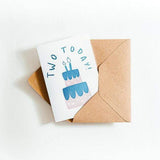Two Today 2nd Birthday Letterpress Card