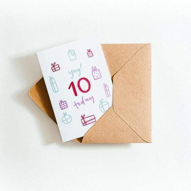 Yay Ten Today 10th Birthday Card